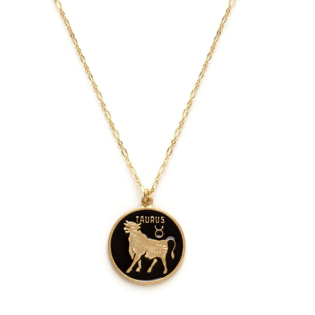 Zodiac Black Enamel Necklace — Astrology Collection