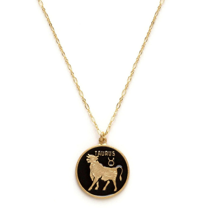 Zodiac Black Enamel Necklace — Astrology Collection